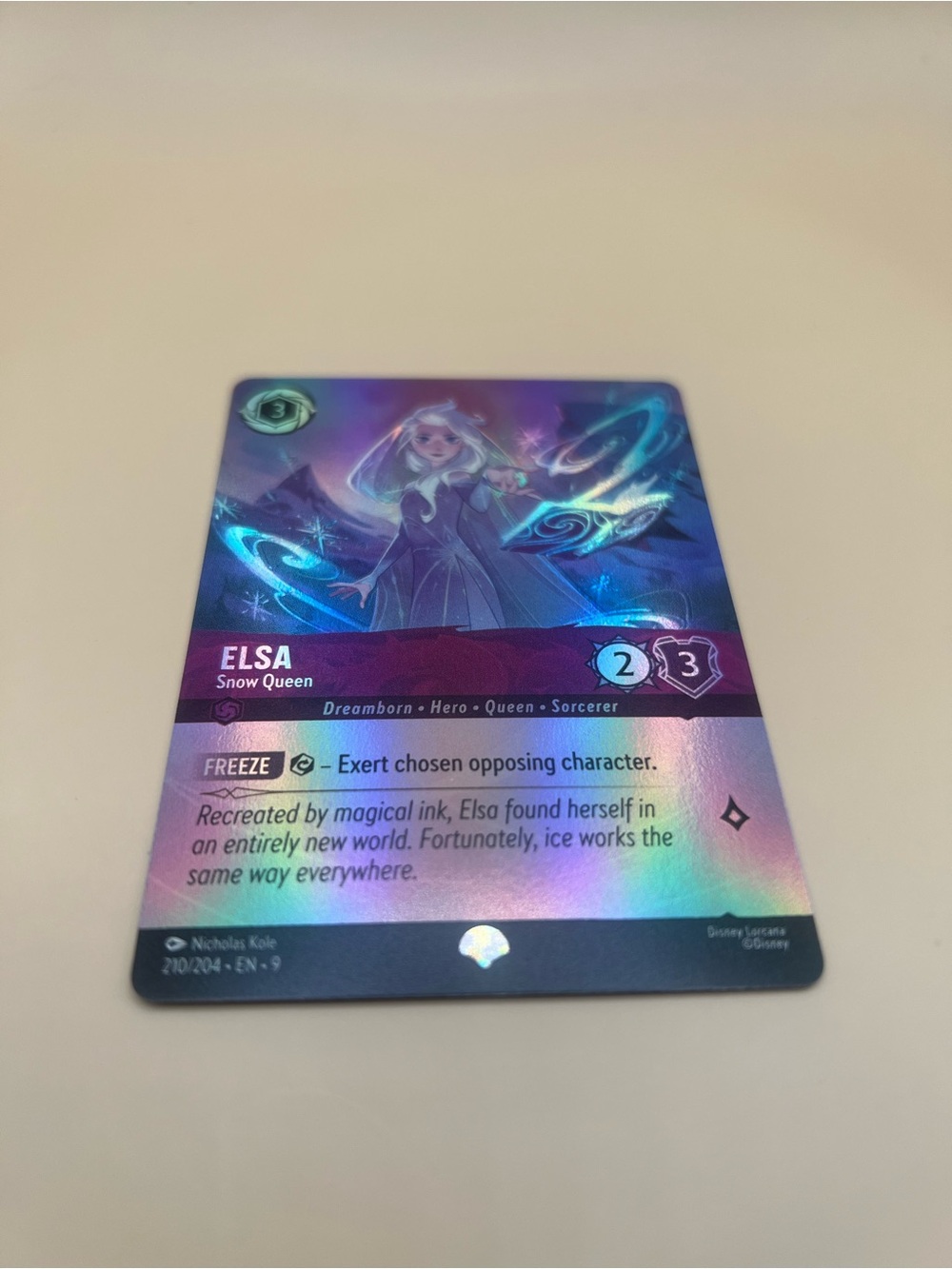 Disney Lorcana Elsa Snow Queen Holographic Trading Card - 210/204 Fabled